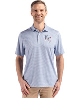 Kansas City Royals Stars & Stripes Cutter & Buck Pike Eco Diamond Dot Print Recycled Mens Polo Navy Blue Front