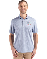 Tampa Bay Rays Stars & Stripes Cutter & Buck Pike Eco Diamond Dot Print Recycled Mens Polo Navy Blue Front