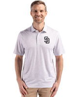 San Diego Padres Cutter & Buck Pike Eco Flora Print Recycled Mens Big & Tall Polo Polished Medium Gray Front