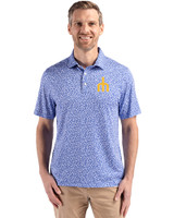 Seattle Mariners Cooperstown Cutter & Buck Pike Recycled Flora Print Mens Polo Chelan Blue Front