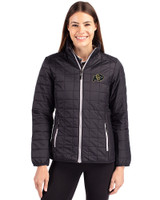 Colorado Buffaloes Cutter & Buck Rainier Recycled Insulated Puffer Womens Full Zip Jacket Black Front