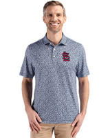 St. Louis Cardinals Cutter & Buck Pike Eco Flora Print Recycled Mens Polo Navy Blue Front