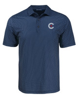 Chicago Cubs City Connect Cutter & Buck Pike Eco Shadow Check Print Recycled Mens Big & Tall Polo NVBU_MANN_HG 1
