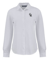 Colorado Rockies Cutter & Buck Advantage Tri-Blend Eco Soft Pique Long Sleeve Knitted Womens Button Down WH_MANN_HG 1