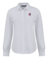 Chicago Cubs Cutter & Buck Advantage Tri-Blend Eco Soft Pique Long Sleeve Knitted Womens Button Down WH_MANN_HG 1