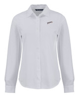 San Diego Padres Cooperstown Cutter & Buck Advantage Tri-Blend Eco Soft Pique Long Sleeve Knitted Womens Button Down WH_MANN_HG 1