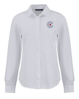 Chicago Cubs City Connect Cutter & Buck Advantage Tri-Blend Eco Soft Pique Long Sleeve Knitted Womens Button Down WH_MANN_HG 1