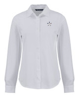 Houston Astros Stars & Stripes Cutter & Buck Advantage Tri-Blend Eco Soft Pique Long Sleeve Knitted Womens Button Down WH_MANN_HG 1
