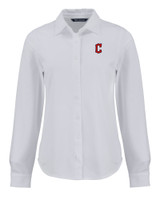 Cleveland Guardians - Ӱֱ; Buck Advantage Tri-Blend Eco Soft Pique Long Sleeve Knitted Womens Button Down WH_MANN_HG 1