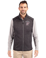 Mississippi State Bulldogs Vintage Cutter & Buck Mainsail Sweater-Knit Mens Big and Tall Full Zip Vest Charcoal Heather Front