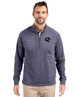 Houston Texans NFL Helmet Cutter & Buck Adapt Eco Knit Heather Mens Big & Tall Quarter Zip Pullover Navy Blue Heather Front