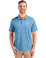 Houston Texans Monochromatic Cutter & Buck Prospect Recycled Featherlight Stretch Mens Polo Atlas Light Blue Front