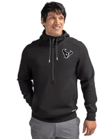 Houston Texans Mono - Cutter & Buck Roam Epic Versatility Half Zip Recycled Mens Hooded Pullover Black Front