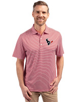 Houston Texans - Cutter & Buck Forge Eco Double Stripe Stretch Recycled Mens Polo Cardinal Red/White Front