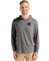 Houston Texans NFL Helmet Cutter & Buck Coastline Epic Comfort Recycled Mens Hooded Shirt Elemental Grey Front