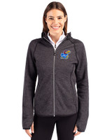 Kansas Jayhawks Cutter & Buck Mainsail Full Zip Hooded Womens Jacket Charcoal Heather Front