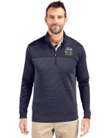 Notre Dame Fighting Irish Alumni - Cutter & Buck Traverse Stretch Eco Stripe Quarter Zip Mens Big and Tall Pullover Liberty Navy Front