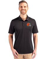 Cleveland Browns Cutter & Buck Prospect Eco Textured Stretch Recycled Mens Big & Tall Polo Black Front