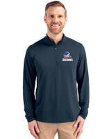 Cleveland Browns Americana Cutter & Buck Virtue Eco Pique Recycled Quarter Zip Mens Big & Tall Pullover Navy Blue Front
