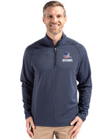 Cleveland Browns Americana Cutter & Buck Peshastin Fleece Recycled Mens Half Zip Pullover Navy Blue Heather Front