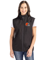 Cleveland Browns Cutter & Buck Charter Eco Recycled Full-Zip Womens Vest Black Front