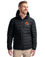 Cleveland Browns Cutter & Buck Mission Ridge Repreve® Eco Insulated Mens Puffer Jacket Black Front