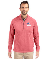 Cleveland Browns Americana Cutter & Buck Adapt Recycled Soft Knit Stretch Mens Heathered Quarter Zip Pullover  Cardinal Red Heather Front