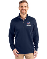 Cleveland Browns Americana Cutter & Buck Traverse Stretch Eco Quarter Zip Mens Pullover Liberty Navy Front