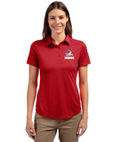 Cleveland Browns Americana Cutter & Buck Prospect Recycled Featherlight Stretch Womens Polo Cardinal Red Front