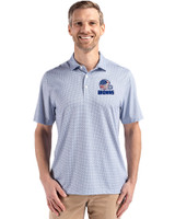 Cleveland Browns Americana Cutter & Buck Pike Eco Diamond Dot Print Recycled Mens Polo Navy Blue Front