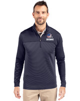 Cleveland Browns Americana Cutter & Buck Traverse Stretch Eco Stripe Quarter Zip Mens Big and Tall Pullover Liberty Navy Front