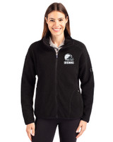 Cleveland Browns Mono Cutter & Buck Cascade Eco Fleece Womens Full Zip Jacket Black Front