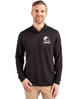 Cleveland Browns Mono Cutter & Buck Virtue Eco Pique Recycled Quarter Zip Mens Big & Tall Pullover Black Front