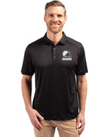 Cleveland Browns Monochromatic Cutter & Buck Forge Recycled Four-Way Stretch Mens Polo Black Front