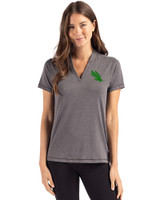 North Texas Mean Green Cutter & Buck Forge Eco Heathered Stretch Womens Blade Top Dark Black Heather Front