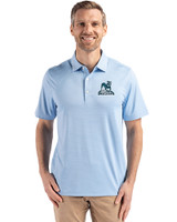 Citadel Bulldogs Vintage Cutter & Buck Forge Epic Confidence Fine Line Stripe Stretch Recycled Mens Polo Atlas/White Front