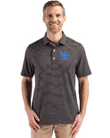 Kentucky Wildcats Cutter & Buck Forge Recycled Fine Line Stripe Four-Way Stretch Mens Polo Black/White Front