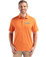 Pepperdine Waves Cutter & Buck Forge Epic Confidence Fine Line Stripe Stretch Recycled Mens Polo College Orange/White Front