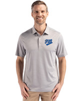 Pitt Panthers College Vault Cutter & Buck Forge Recycled Fine Line Stripe Four-Way Stretch Mens Polo Polished/White Front