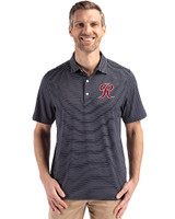 Tacoma Rainiers Cutter & Buck Forge Epic Confidence Fine Line Stripe Stretch Recycled Mens Polo Navy Blue/White Front