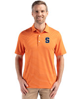 Syracuse Orange Cutter & Buck Forge Epic Confidence Fine Line Stripe Stretch Recycled Mens Polo College Orange/White Front