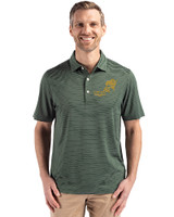 NDSU Bison Vintage Cutter & Buck Forge Epic Confidence Fine Line Stripe Stretch Recycled Mens Polo Hunter/White Front