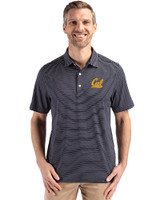 Cal Golden Bears Cutter & Buck Forge Recycled Fine Line Stripe Four-Way Stretch Mens Polo Navy Blue/White Front