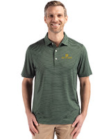 Notre Dame Fighting Irish Cutter & Buck Forge Epic Confidence Fine Line Stripe Stretch Recycled Mens Polo Hunter/White Front