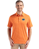 Florida Gators Alumni Cutter & Buck Forge Epic Confidence Fine Line Stripe Stretch Recycled Mens Polo College Orange/White Front