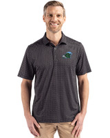 Tulane Green Wave Cutter & Buck Pike Eco Shadow Check Print Recycled Mens Big & Tall Polo Black Front