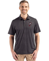 Ohio State Brutus Vintage Cutter & Buck Pike Eco Shadow Check Print Recycled Mens Big & Tall Polo Black Front