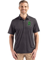 Dayton Dragons Cutter & Buck Pike Eco Shadow Check Print Recycled Mens Big & Tall Polo Black Front