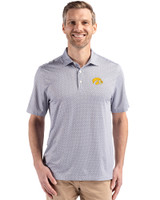Iowa Hawkeyes Cutter & Buck Pike Recycled Diamond Dot Print Mens Big & Tall Polo Black Front