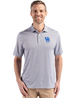 Kentucky Wildcats Alumni Cutter & Buck Pike Eco Diamond Dot Print Recycled Mens Big & Tall Polo Black Front